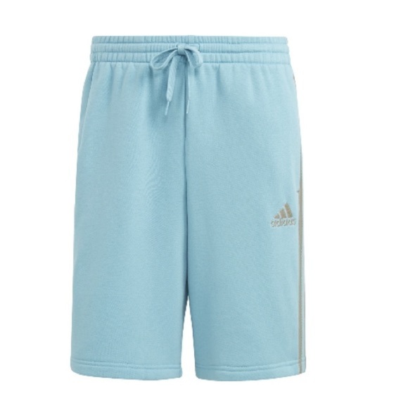 Adidas Men's 3-Stripes 10" Fleece Short Blue Drawstring Elastic Waist shorts - Picture 3 of 16